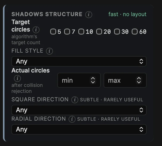 The Shadows structure section